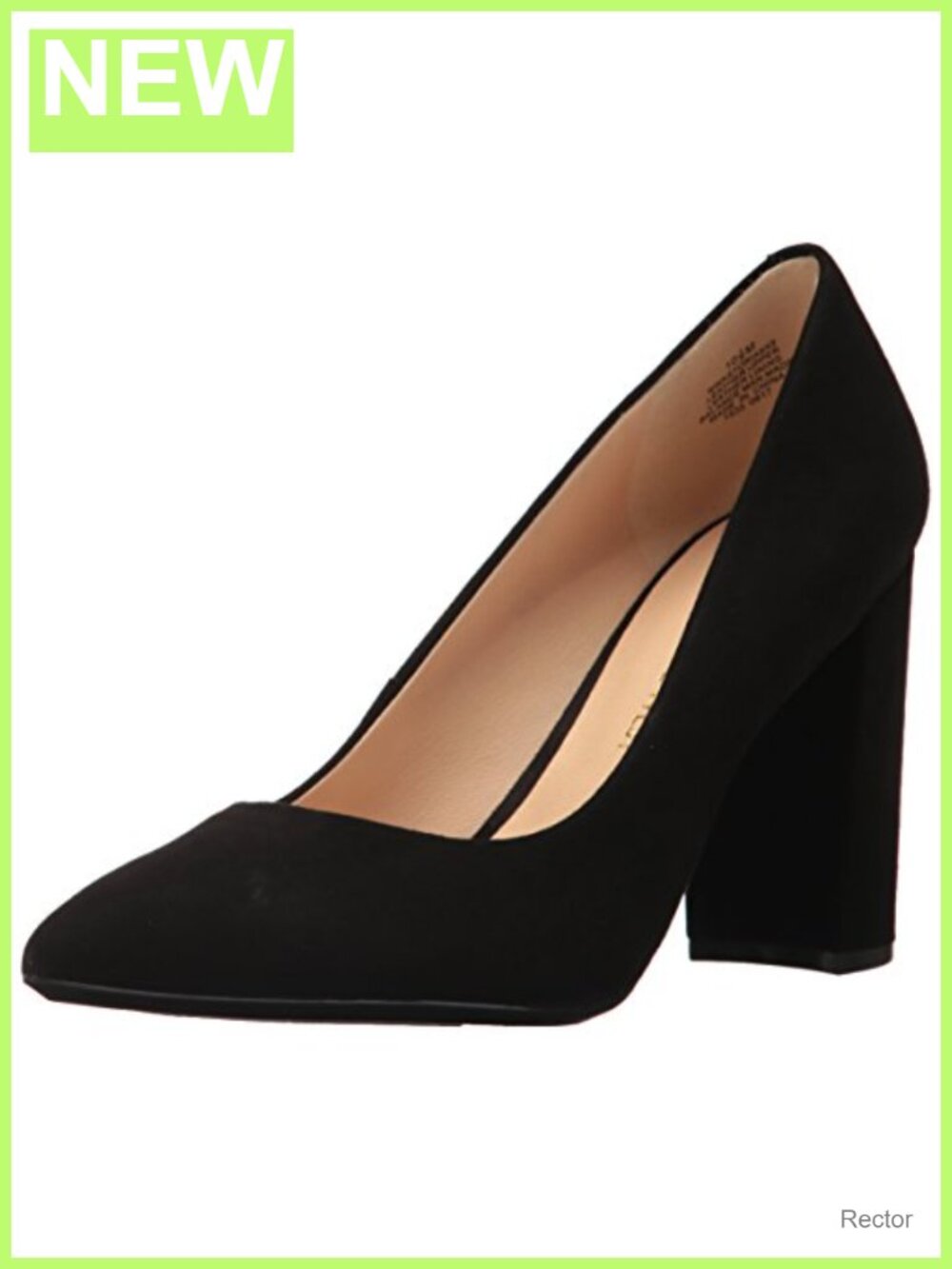 Nine West Astoria Block Heel Pumps Suede Leather Pointed Toe Slip-On